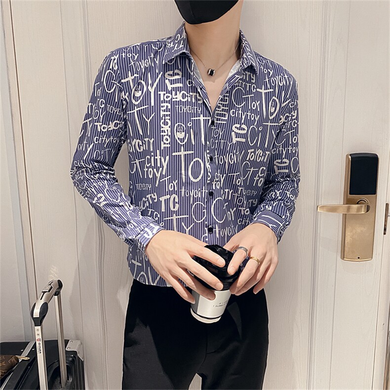 312A-5-133-P55社会小伙韩版潮流衬衫休闲修身上衣,男装衬衫,星座312A-5