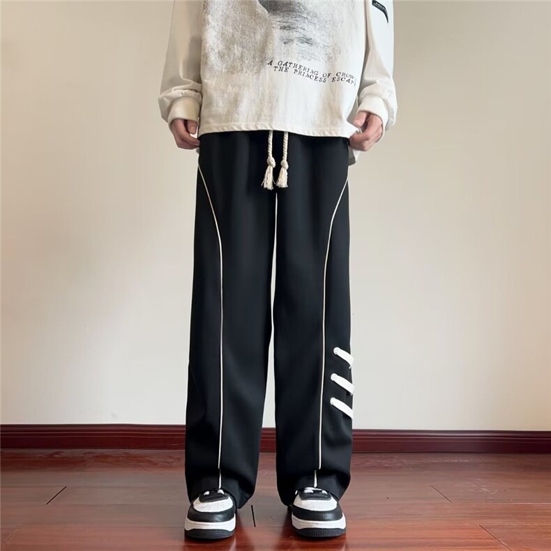 原宿长裤青春流行简约纯色男时尚潮牌印花休闲裤潮运动裤宽松型,男装休闲裤,星座716-2