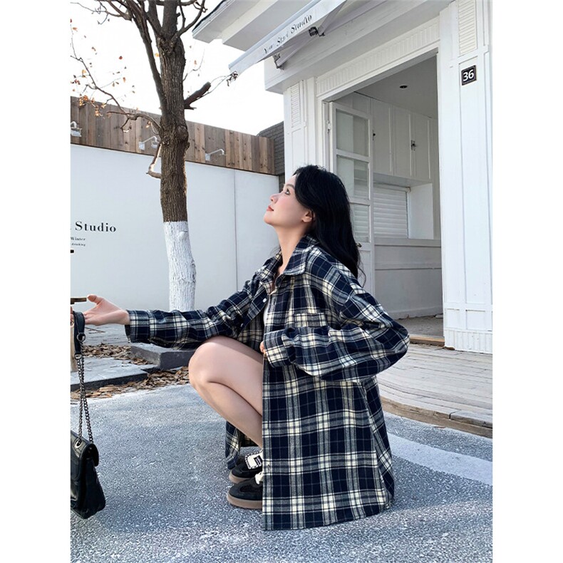 特批P30无差价2025春时尚格子翻领长袖衬衫男女中性休闲衬衣C5450,男装衬衫,电商A001