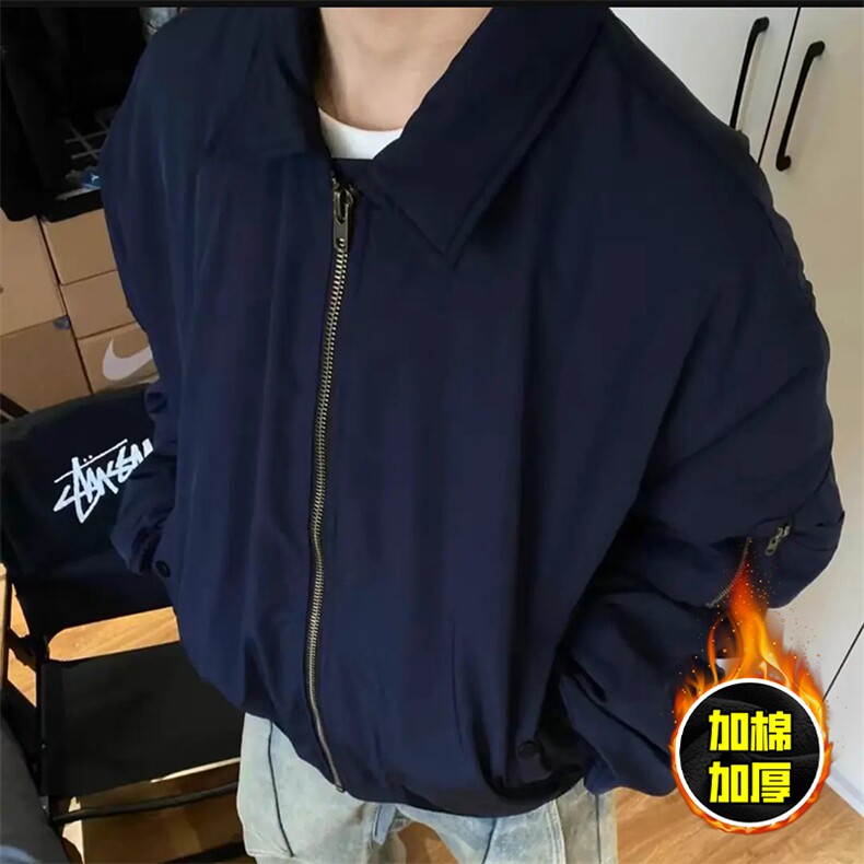 现货秋冬季美拉德立领飞行立领夹克boxy棉衣美式高街加厚加棉外套，男装夹克，电商A486-1