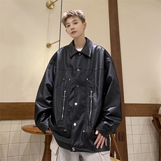 模特-美式皮衣外套男春秋季机车夹克8056-P90，男装夹克，电商B380（原B361）