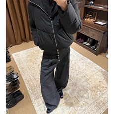 黑色条纹休闲裤春秋原色直筒简约复古宽松阔腿牛仔裤慵懒排扣长裤，男装牛仔裤，星座302B-2