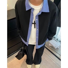 美式重磅灰色空气层棒球服外套男春季简约宽松百搭开衫夹克，男装夹克，四季星座505
