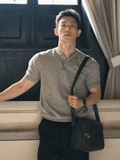 灰色美式亨利领毛衣男款秋季高级感慵懒风cleanfit内搭打底针织衫，男装T恤，星座809A(原222-1)