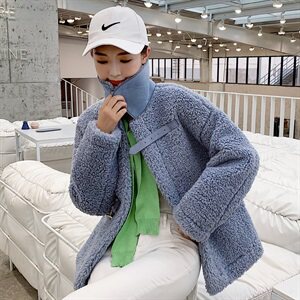 2021秋冬新款颗粒绒羊羔毛皮毛一体外套短款女