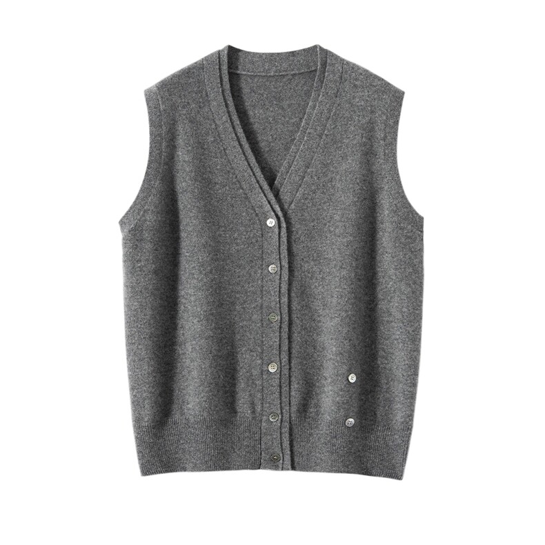 2025年秋季时尚百搭通勤简约休闲V领开衫马甲，女装马甲，轻暖羊绒