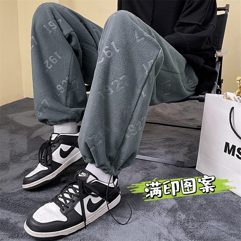 新款男百搭摇粒绒面料设计感港风休闲裤CK2315-P45控78图片