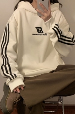 2025中性风连帽刺绣LOGO字母设计袖子三杠织带卫衣男WY77737P58控，男装卫衣，星座227-7