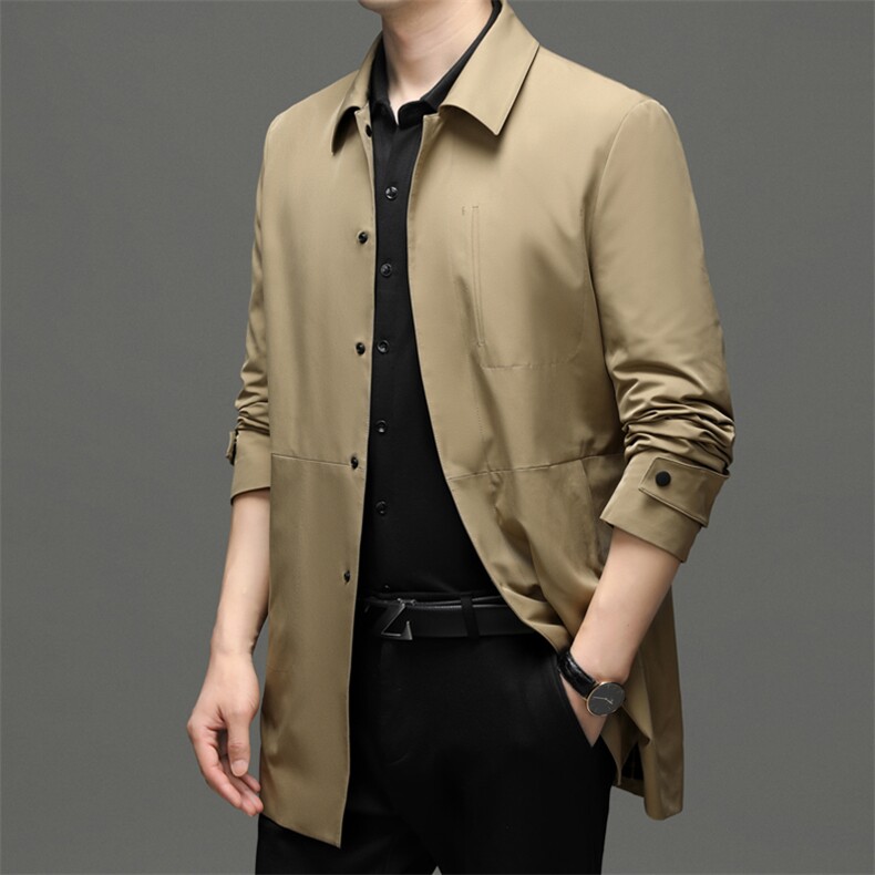 A33618春秋款男士风衣翻领外套通勤商务男装P172，男装风衣，电商B360