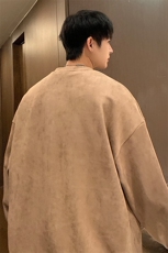 Y37P40秋季港风麂皮绒圆领卫衣男宽松长袖T恤打底衫外套，男装卫衣，星座1204-3