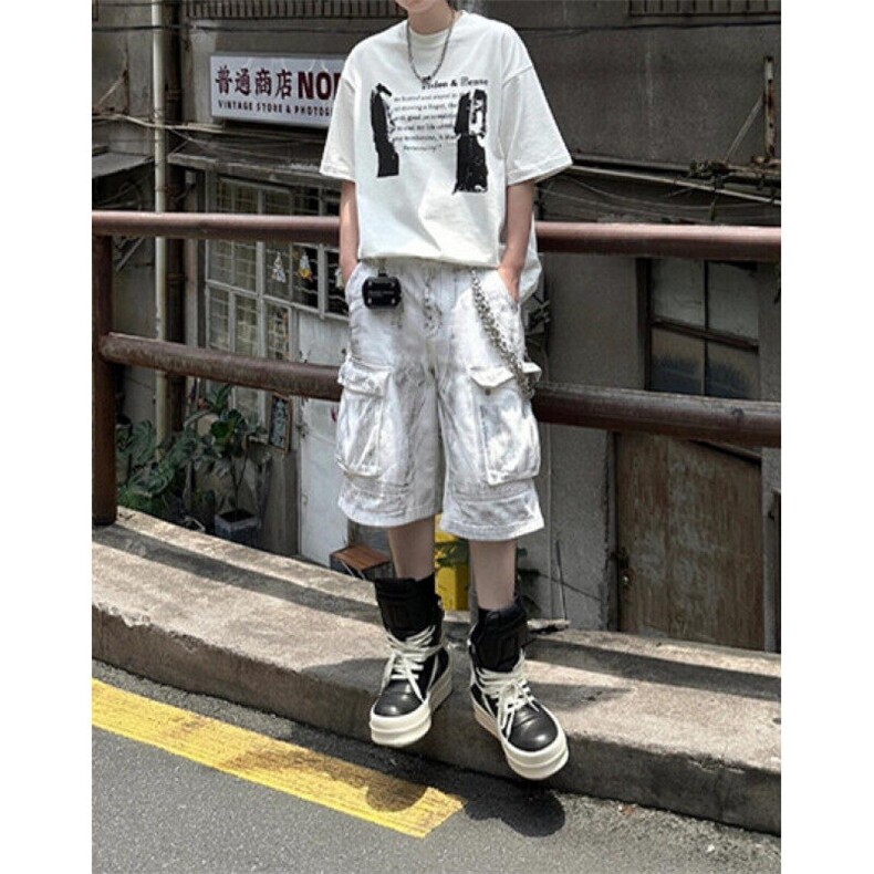 高街做脏工装牛仔五分裤男夏季新款小众百搭宽松直筒短裤KD6681,男装牛仔裤,星座1116A（原606A-3）