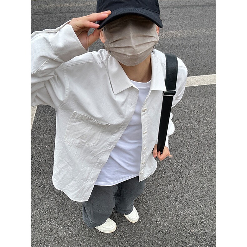 棉纯棉衬衫成衣水洗休闲韩版美式衬衫宽松纯色衬衣GC27-P35,男装衬衫,星座301C-5