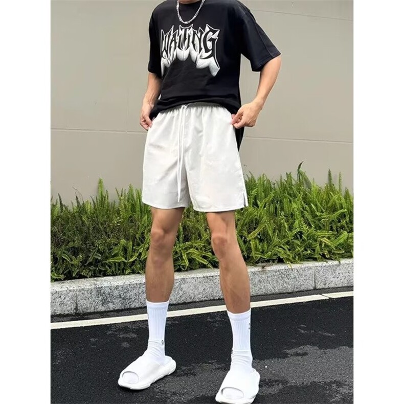 浅灰色健身4分短裤男夏季冰丝速干运动裤子不过膝跑步训练四分裤,男装牛仔裤,星座506A