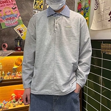 美式假两件条纹拼接polo衫男春秋季潮流设计感翻领长袖t恤TW33，男装T恤，星座1116A-1（原606A）