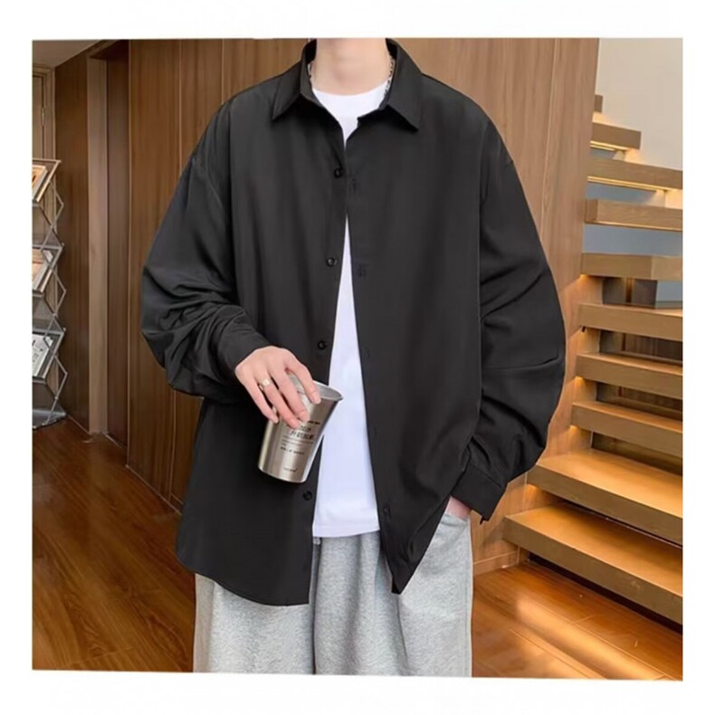 1506/QK250/P31春秋季薄款长袖衬衫帅气高级垂感免烫外套,男装衬衫,星座1506