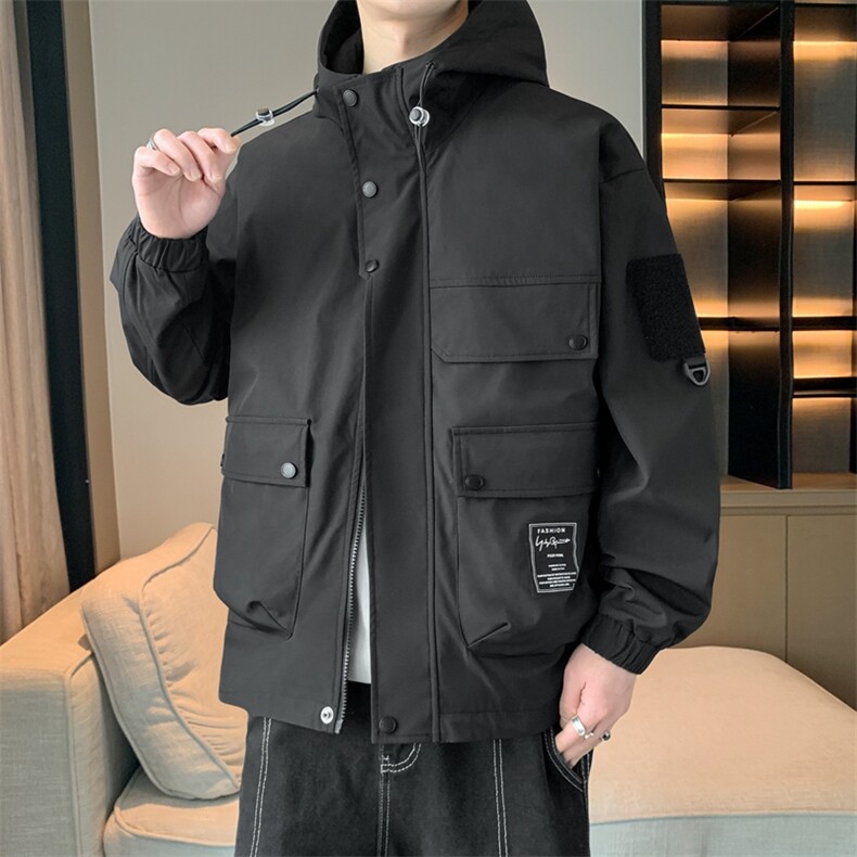 新款现货连帽冲锋衣宽松大码夹克男DSA157B-J181-P60图片