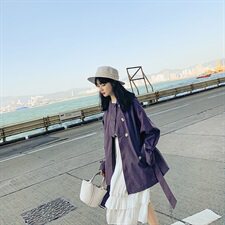 大货已出20秋款温柔简约香芋紫风衣262A-S057-P115-K168，女装风衣，Yologo