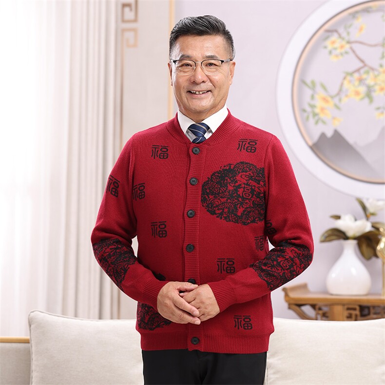2025年秋季通勤套头中老年男女款中老年情侣龙凤福,针织衫/毛衣,亚东羊绒制品