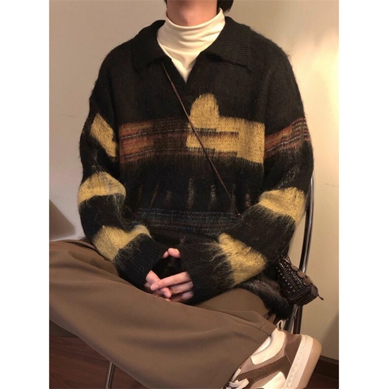 美式chic针织衫男女秋冬季宽松慵懒风休闲套头毛衣潮LMY9576-p65，男装针织衫/毛衣，星座1008