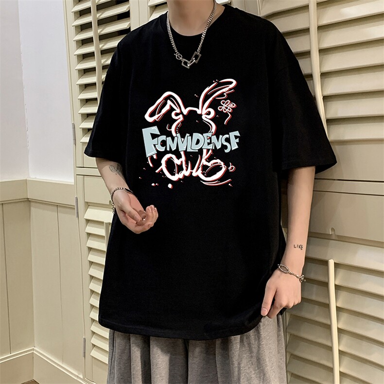 夏季宽松印花圆领T恤潮流休闲上衣A161-T9050-P25图片