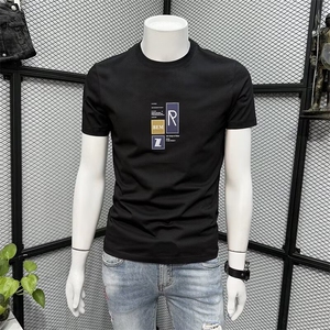 男士高端简约短袖T恤潮牌夏季透气纯棉薄款修身圆领半袖体恤上衣图片
