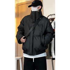 现货5W件冬季三防重磅硬挺boxy短款羽绒立领PU皮棉衣外套加厚棉服，男装棉衣，电商A486-1