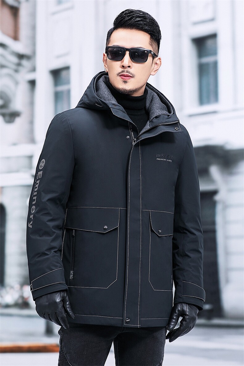 2023冬季新款连帽羽绒服中年男商务休闲白鸭绒外套SFT81518-P320,男装羽绒服,电商B212（原钱塘6029）