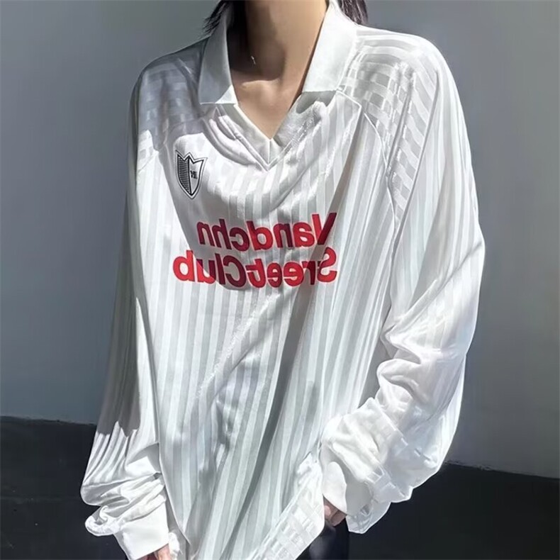 美式条纹长袖衬衫男秋大码字母印花衬衣潮牌宽松休闲外套,男装衬衫,星座1210-1