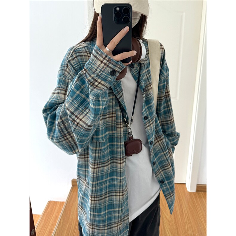 棉 磨毛格子长袖休闲纯棉抖音高品质衬衫男CS024-P45图片