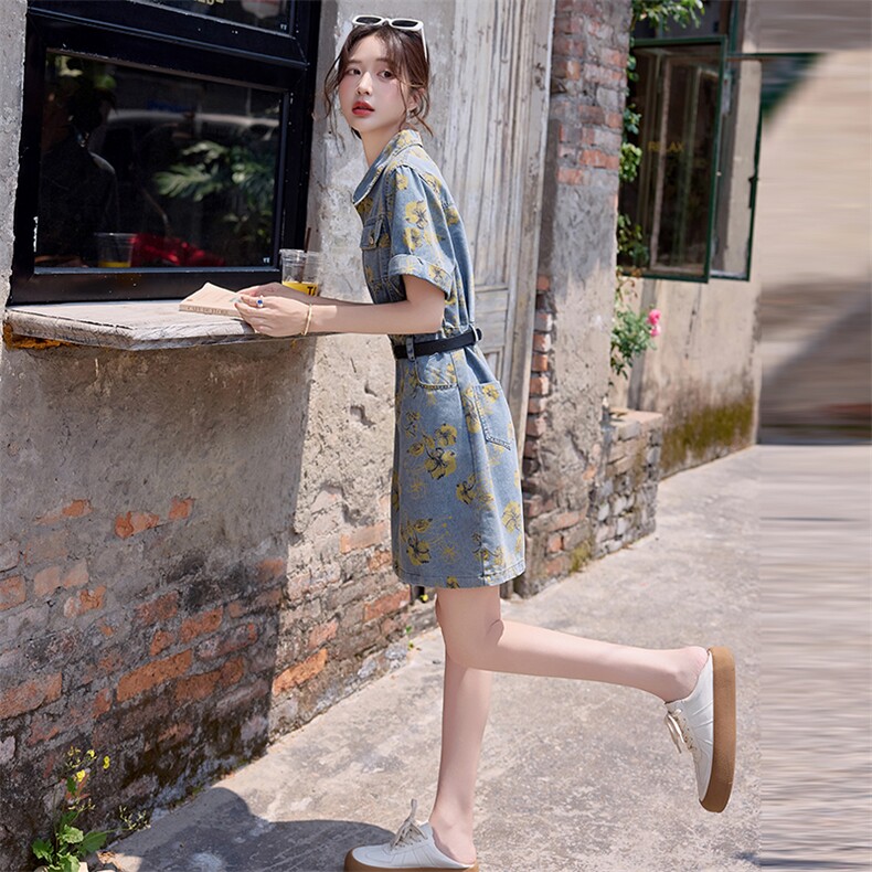 牛仔连衣裙女2025夏新炸街潮流高级感气质小个子设计感小众裙子潮,女装牛仔裙,E百度
