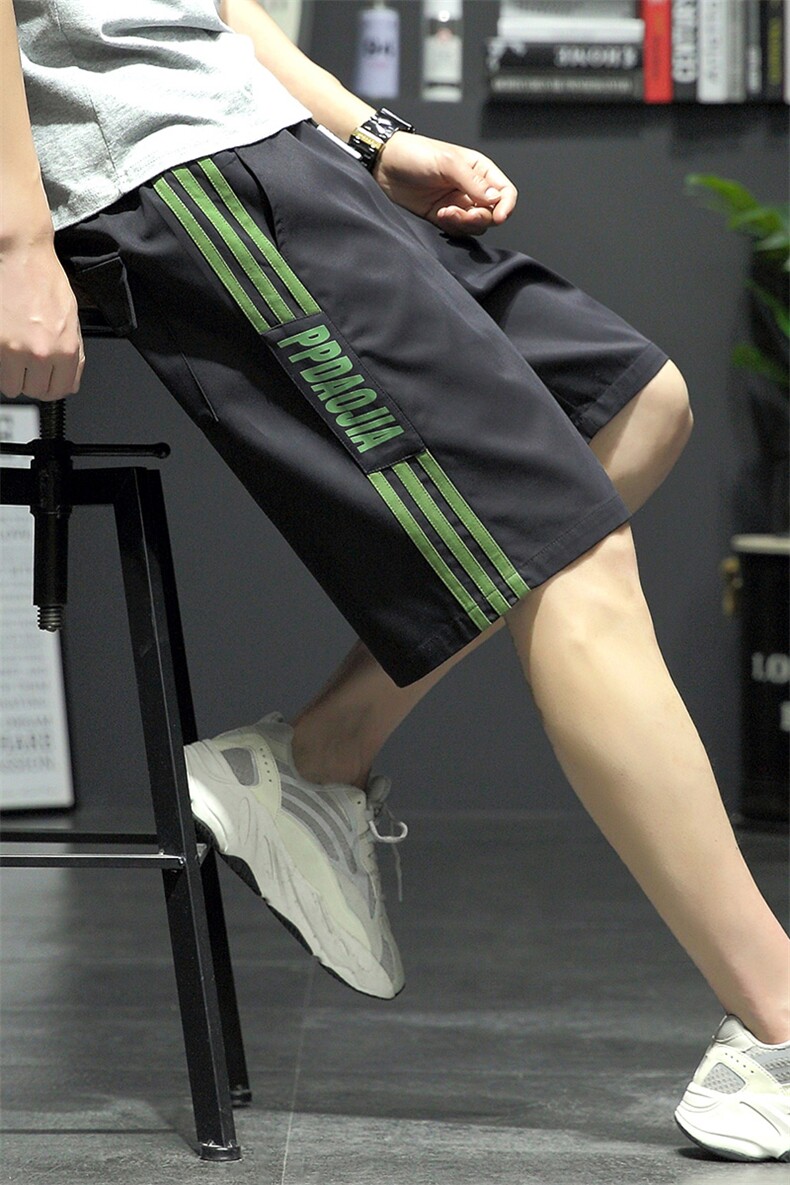 2021夏季新灰墙日系大码男条纹运动字母印花休闲短裤K2038-P35,男装休闲裤,电商A001