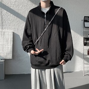 卫衣男春季新款港风宽松提花大码长袖T套头上衣WY9975-特P42图片