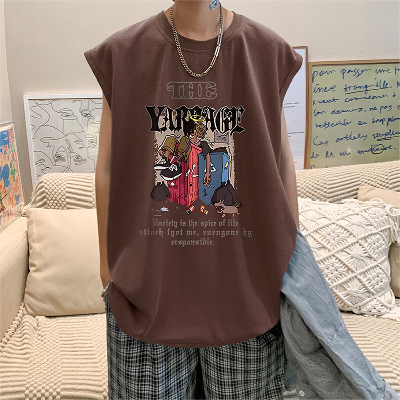 量大优供视频得物直播品质220克夏季纯棉背心无袖T恤WB123,男装T恤,电商A486