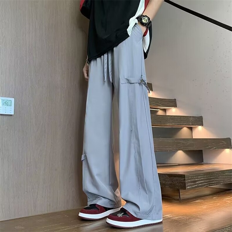 速干裤男直筒宽松休闲裤松紧腰包边高质弹力冰丝裤 KA601图片