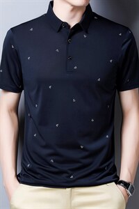 潮流长袖2023年时尚中年夏季宽松上衣翻领百搭T恤QPSF121图片