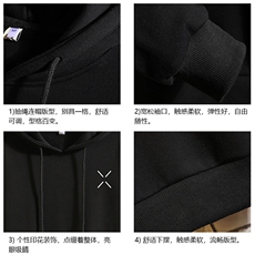 WY2305-P35加绒款-P40纯棉连帽卫衣男大码运动帽衫宽松薄砖墙，男装卫衣，电商A040A