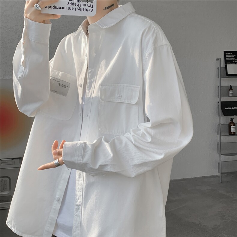 纯棉高品质条纹全棉情侣装白色长袖衬衣外套棉CS015,男装衬衫,电商A426-1(原A430-1)