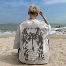已注册/夏季外景纯棉复古宽松短袖T恤男圆领百搭半袖衫DT9707/P25，男装T恤，电商B316