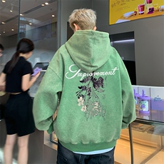 得物抖音高品质二开360克重磅做旧炒雪花纯色连帽水洗卫衣16023，男装卫衣，电商A486