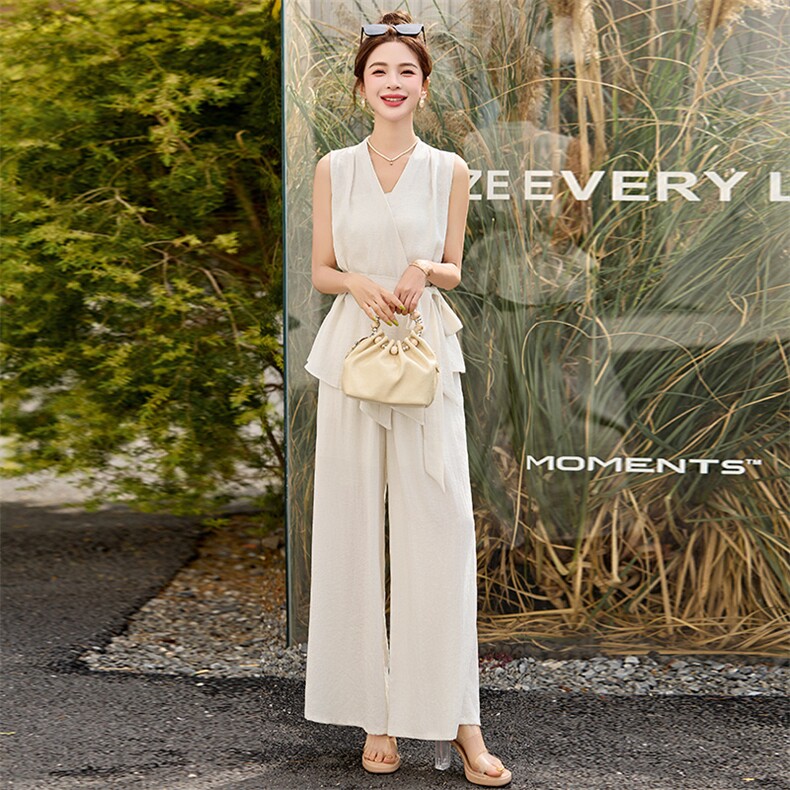 高级感减龄西装马甲阔腿裤两件套女2025夏季新款韩版时尚休闲套装,女装套装/套裙,朵莱米