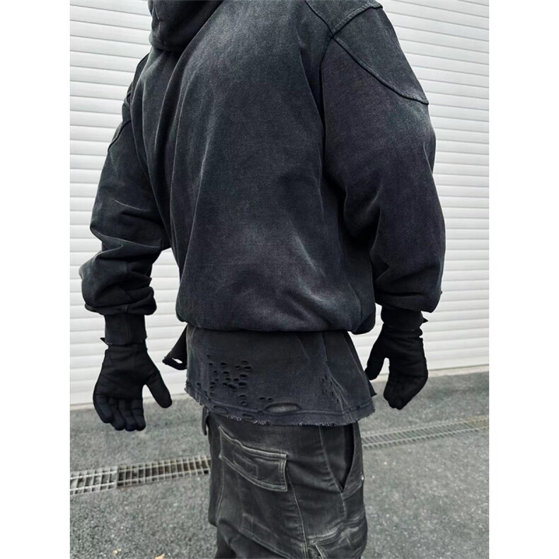 美式复古水洗做旧连帽拉链卫衣男女2025秋季新款宽松百搭外套上衣,女装短外套,四季星座505