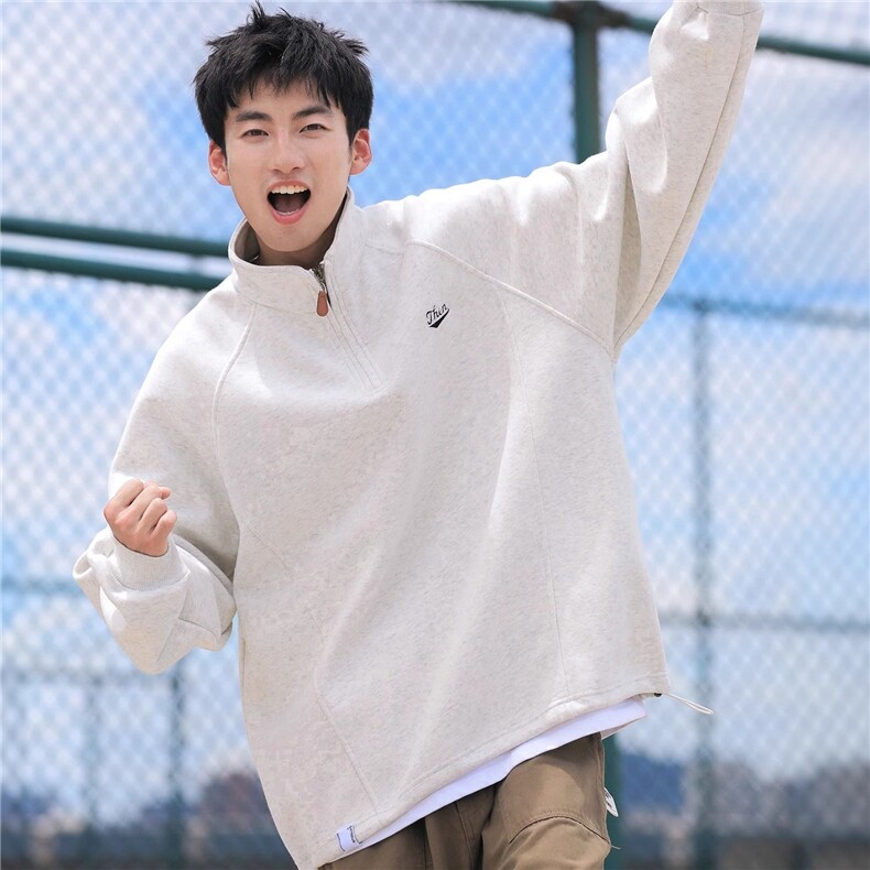 春秋季简约立领半拉链卫衣男潮牌宽松休闲百搭外套JK15-P45，女装短外套，星座208-5