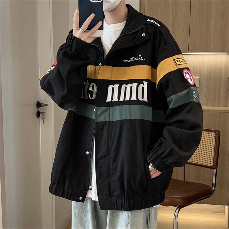 A710-P68 小众设计感棒球服外套男春秋季美式复古撞色飞行员夹克图片