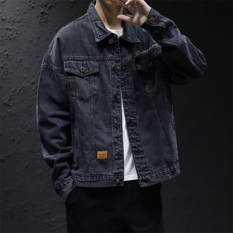 2025秋季新款牛仔外套男士夹克牛仔衣潮M-5XL两色6630-P65，男装工装外套，电商B223（原星座515-1）