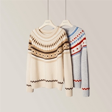 2026年秋季宽松通勤圆领长袖单件套头休闲/淑女，女装羊绒衫，绒知纯羊绒