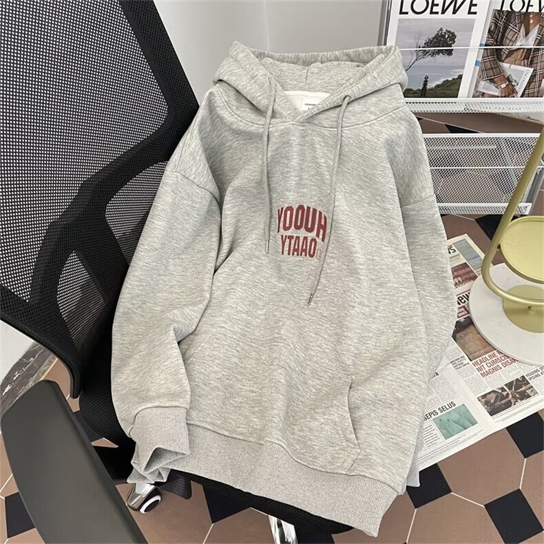 加绒卫衣男款冬季美式潮字母印花保暖上衣休闲连帽外套ZW24P45,男装卫衣,星座1116-2