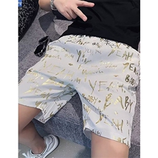 夏季冰丝短裤男休闲宽松五分裤薄款沙滩裤痞帅中裤大裤衩D142，男装牛仔裤，星座1116A-2（原606A-1）