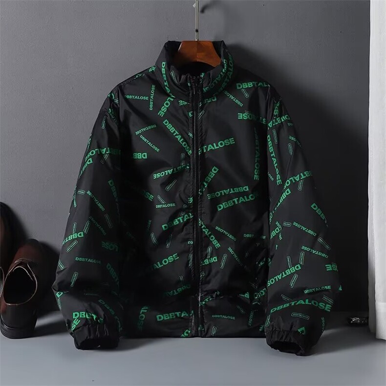 加绒男立领两面穿棉衣字母印花棉袄面包服大码M-5XLMY2216P62,男装棉衣,星座1013-1