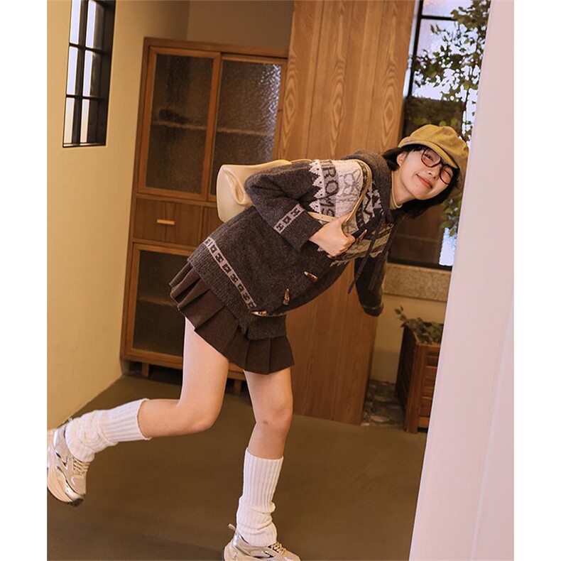 抖音得物秋冬新款开衫毛衣美式复古休闲慵懒风V领针织衫男外套潮,男装针织衫/毛衣,电商A443
