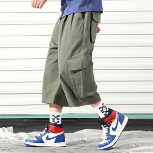 2021夏季新款日系大码工装裤中裤宽松男休闲裤七分裤K286-P55图片